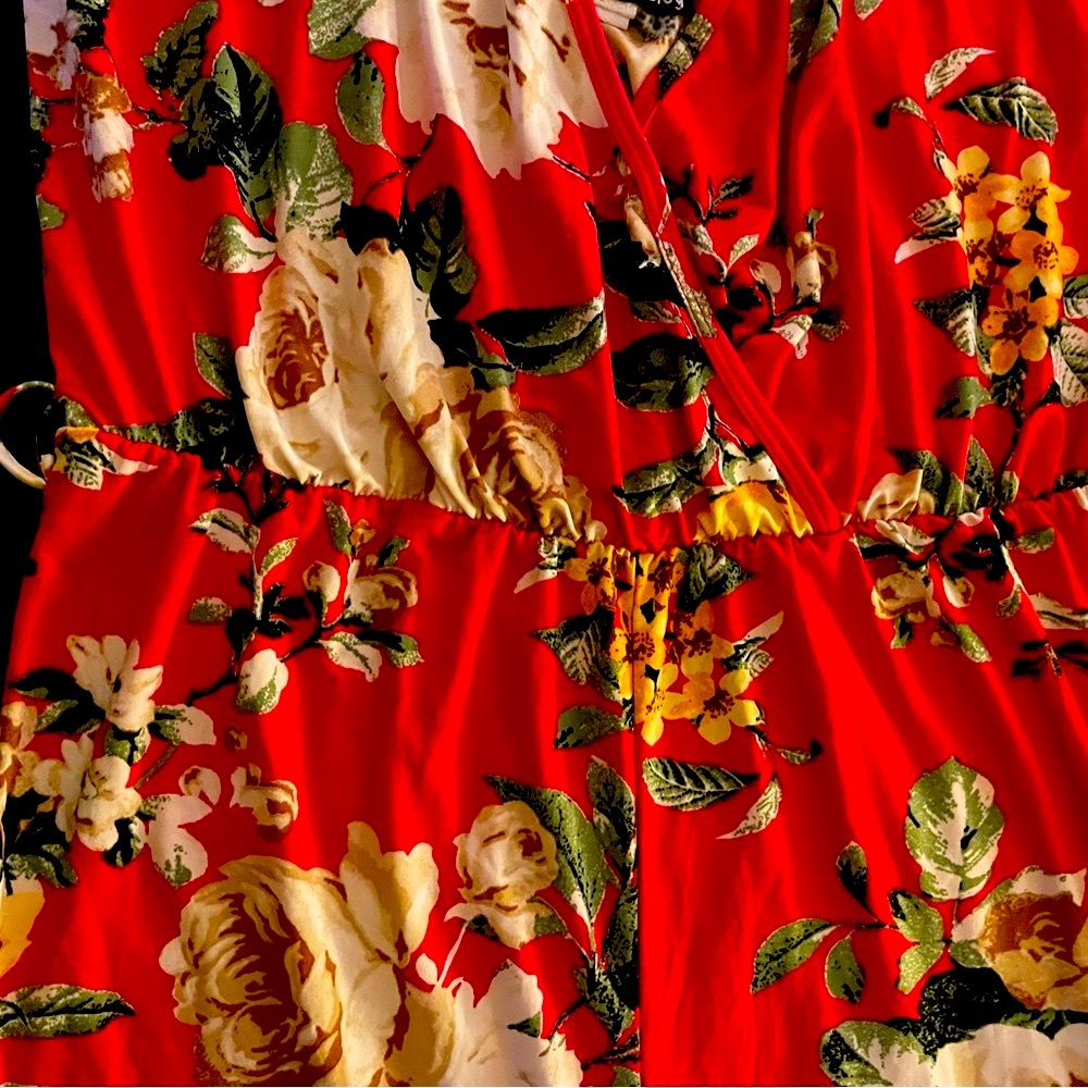 Elegant Floral Red Jumpsuit - Picture 3 of 13
